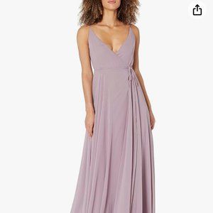 Jenny Yoo James V Neck Spaghetti Strap Wrap Long Chiffon Bridesmaid Gown